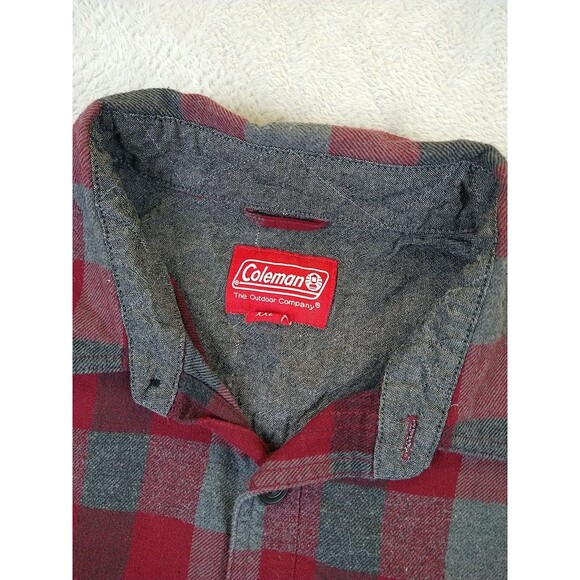 Coleman Plaid Flannel Shirt Men's 2XL Red/Gray Long Sleeve Pockets Outdoor EUC - Picture 4 of 11